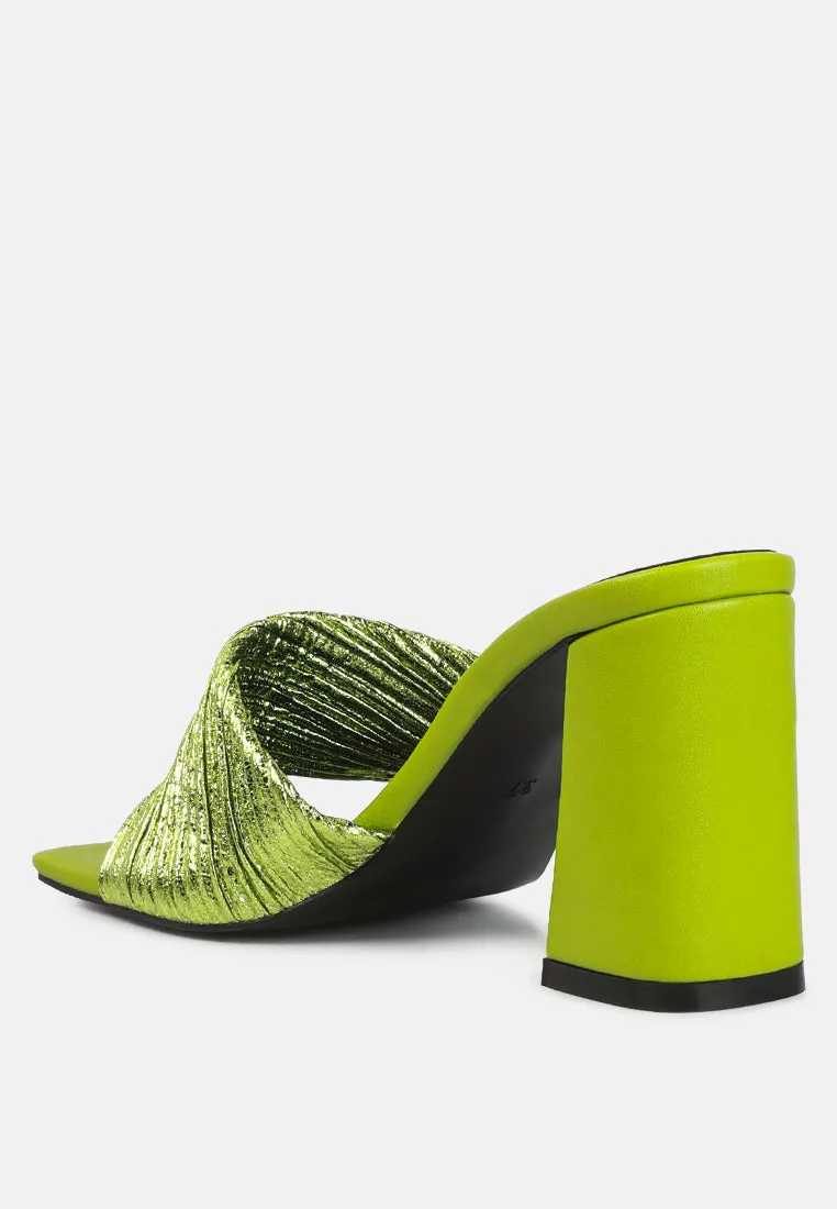 Salty you crinkled triangular block heel sandals