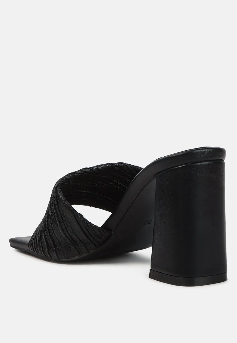 Salty you crinkled triangular block heel sandals