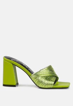 Salty you crinkled triangular block heel sandals