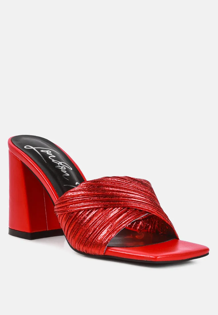Salty you crinkled triangular block heel sandals
