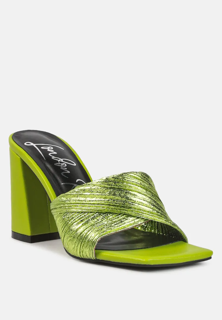 Salty you crinkled triangular block heel sandals