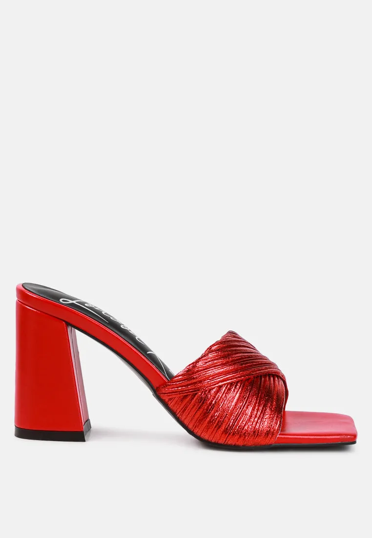 Salty you crinkled triangular block heel sandals