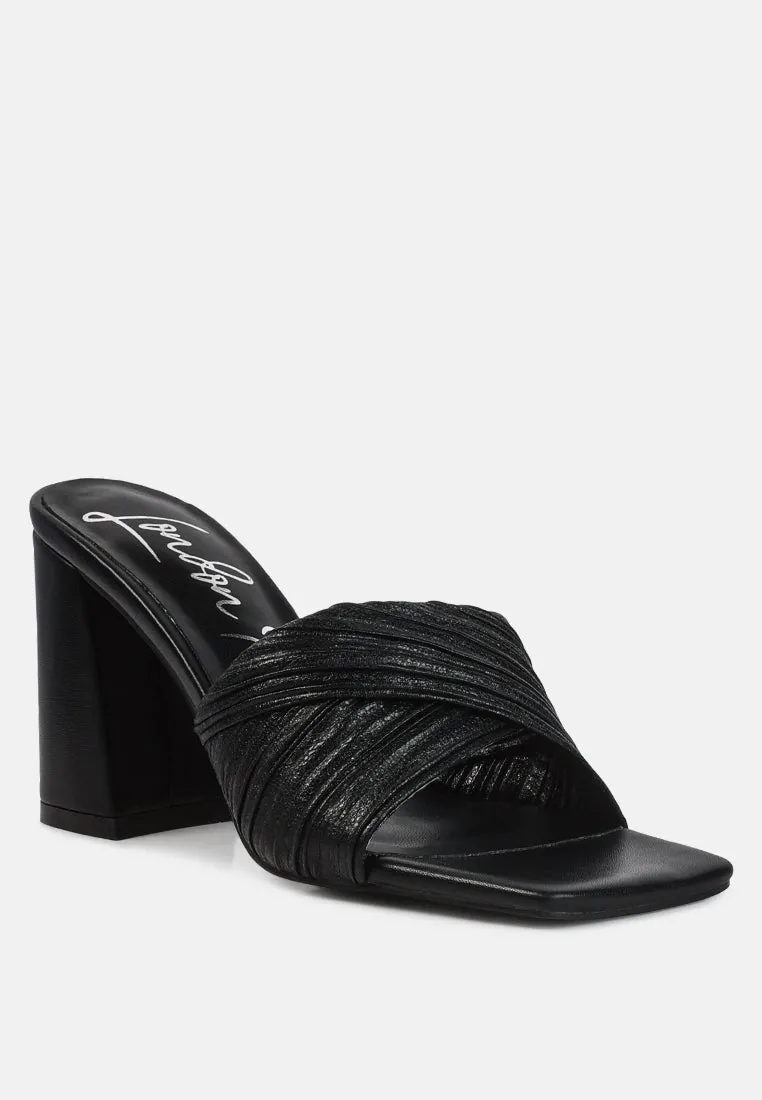 Salty you crinkled triangular block heel sandals