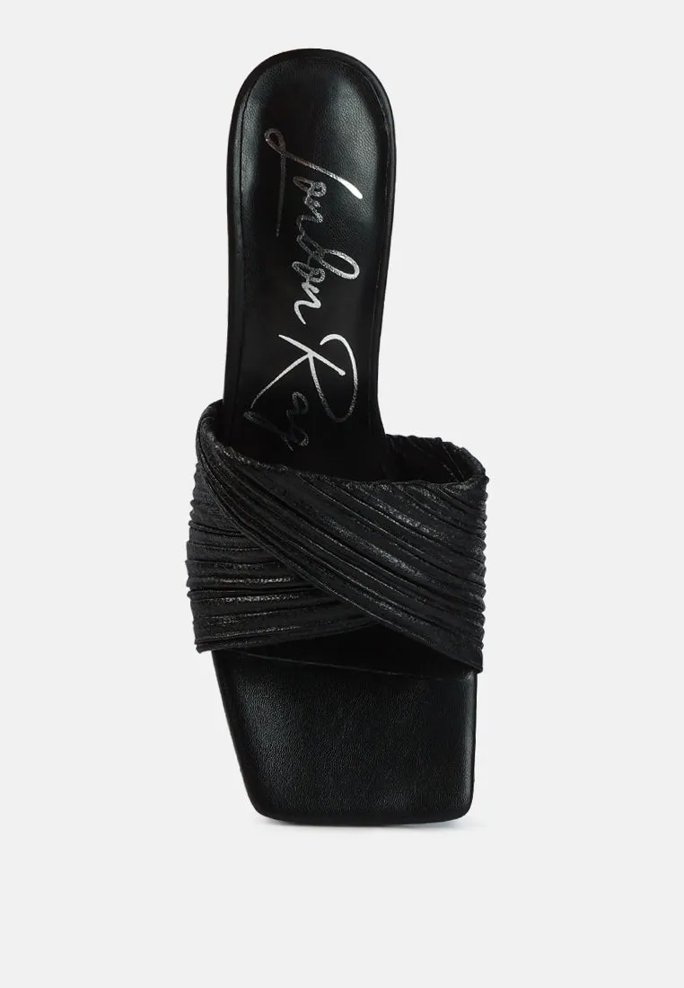 Salty you crinkled triangular block heel sandals