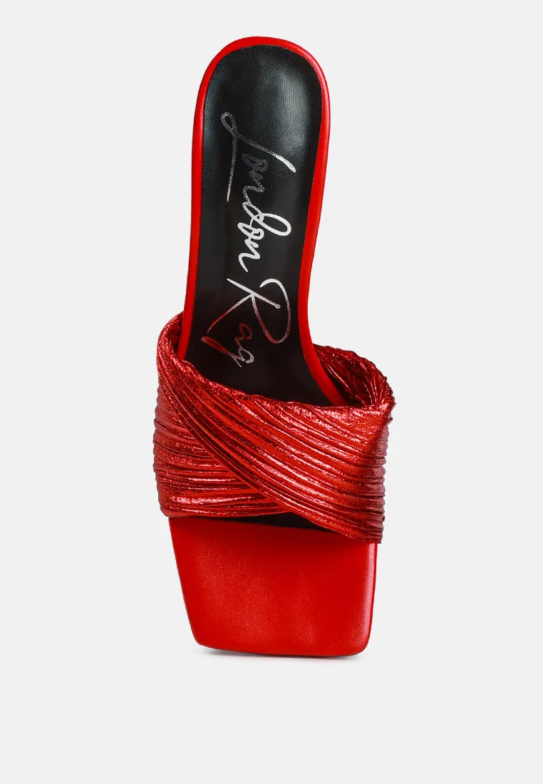 Salty you crinkled triangular block heel sandals
