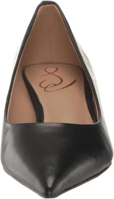 Sam Edelman Franci Black Leather Pointed Toe Slip On Kitten Heeled Classic Pumps