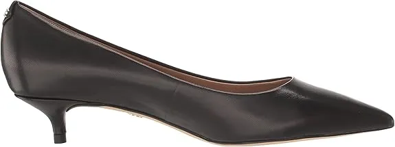 Sam Edelman Franci Black Leather Pointed Toe Slip On Kitten Heeled Classic Pumps