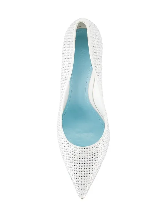 Schutz Lou Crystal White Rhinestones Slip On Pointed Toe High Heel Bridal Pumps