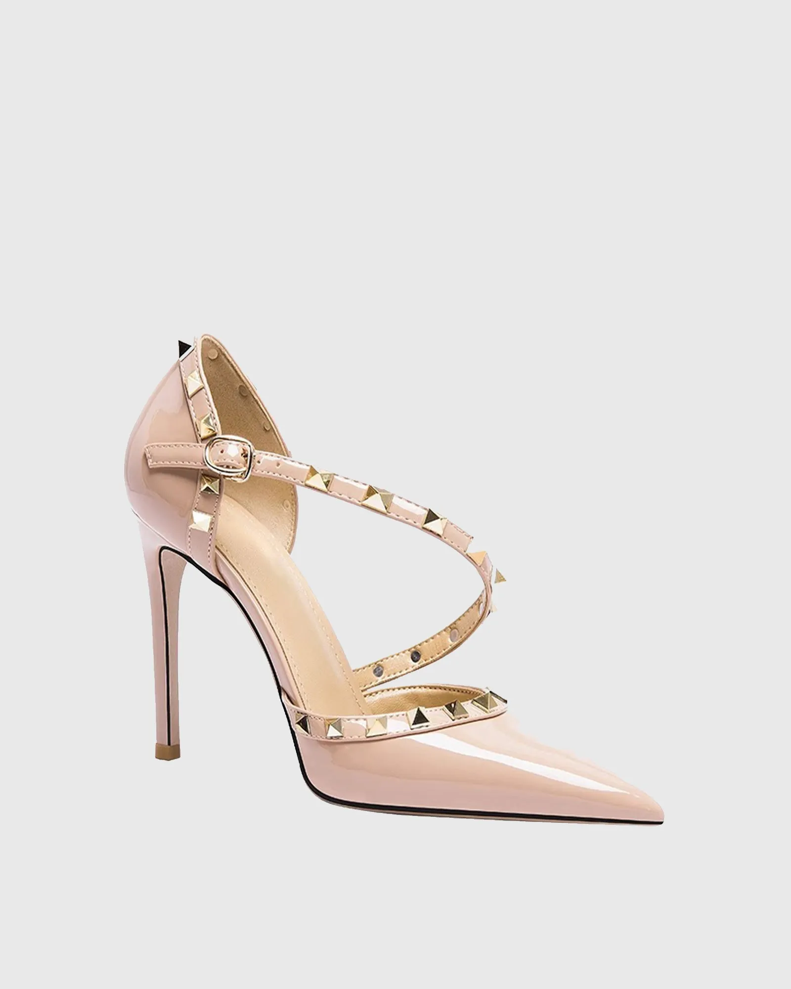 Seija Rivet Lace Up Pumps In Beige