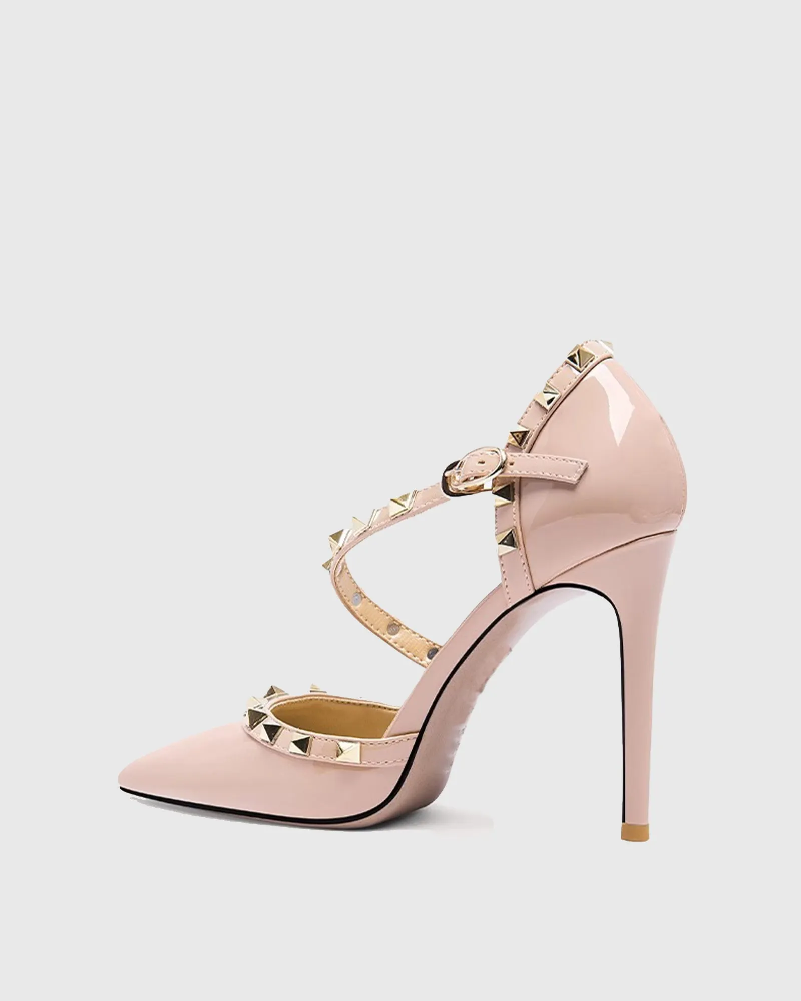 Seija Rivet Lace Up Pumps In Beige