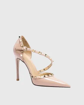 Seija Rivet Lace Up Pumps In Beige