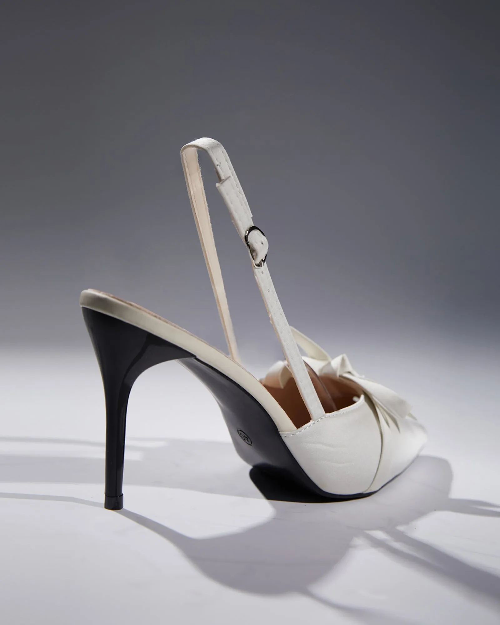 Seim Bow Slingback Satin Pumps In White