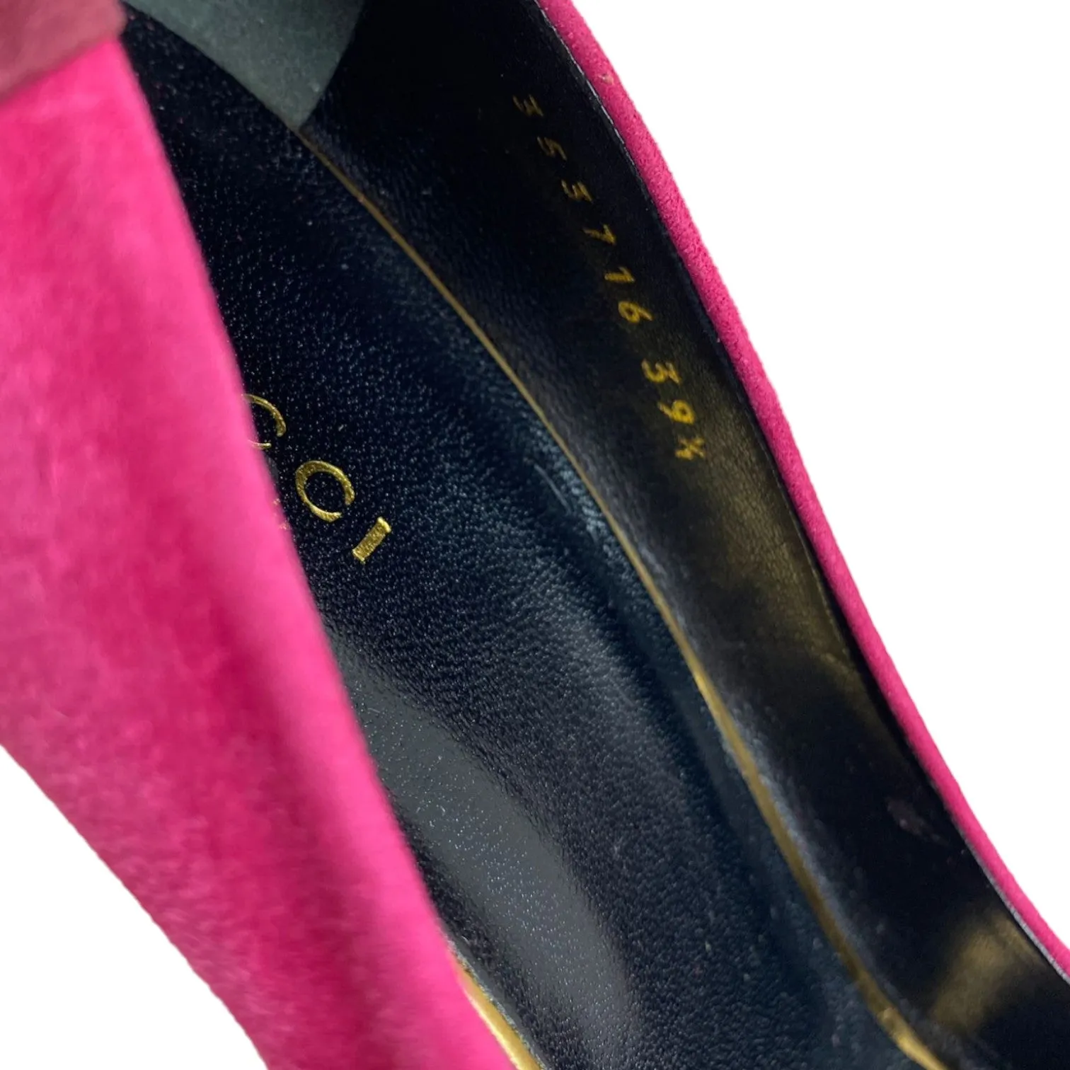 Semi-Pointed Toes Colorblock Pattern Pumps Suede Pink Size 39.5