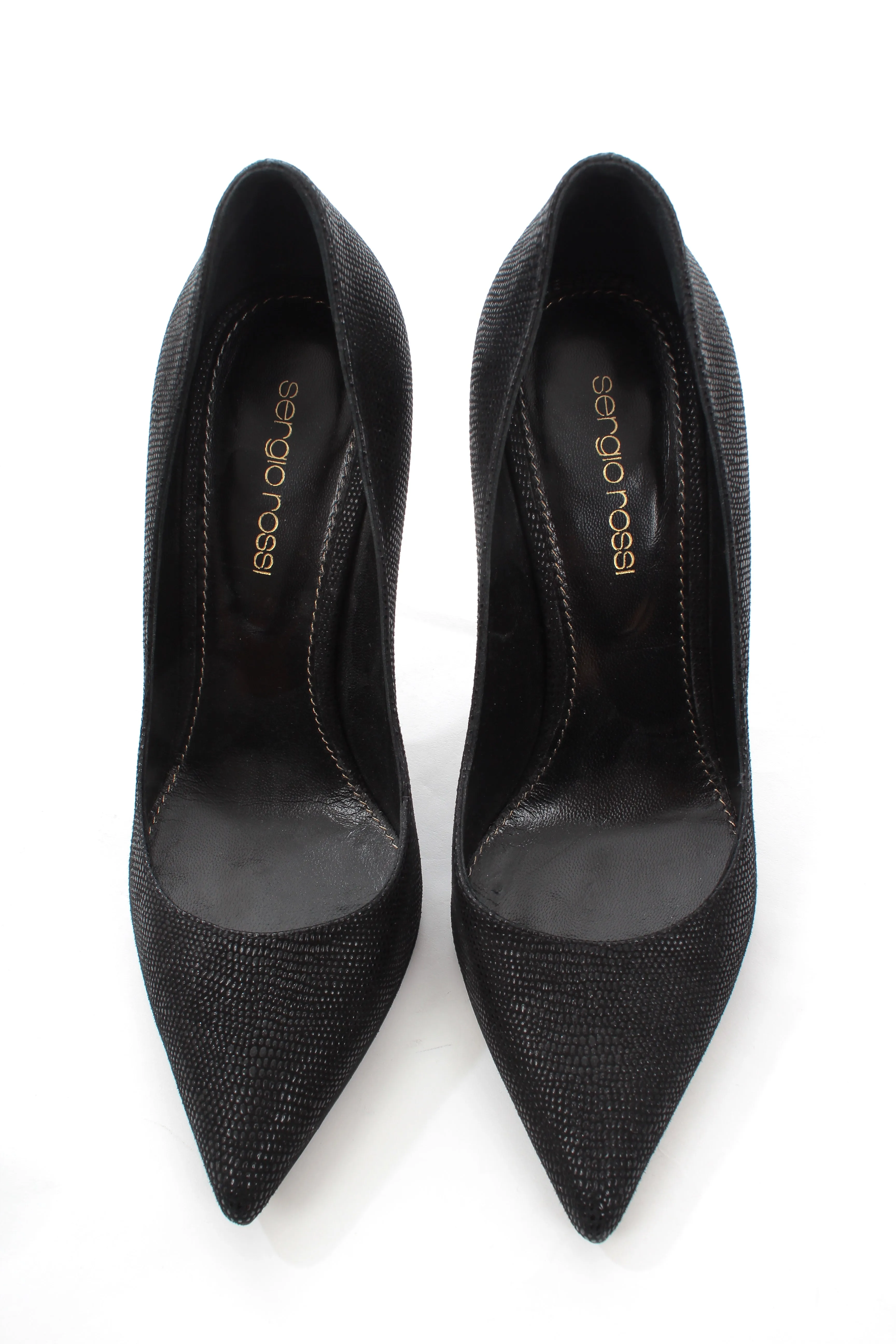 Sergio Rossi Textured Leather Pointed Pumps