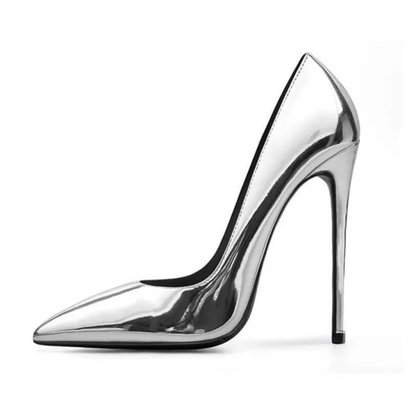 Sexy Patent Leather Pointed Toe Stiletto Heel Pumps