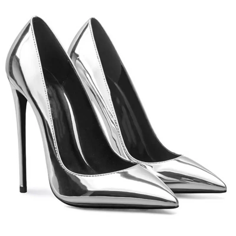 Sexy Patent Leather Pointed Toe Stiletto Heel Pumps