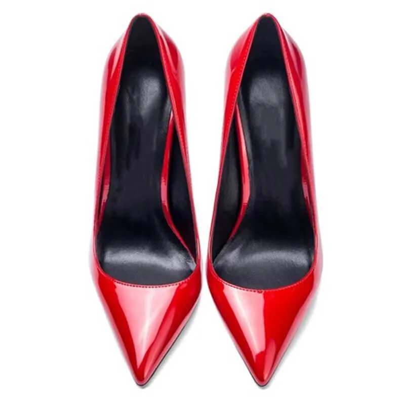Sexy Patent Leather Pointed Toe Stiletto Heel Pumps