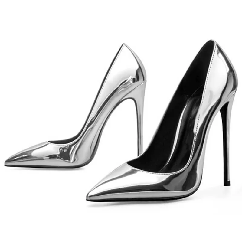 Sexy Patent Leather Pointed Toe Stiletto Heel Pumps