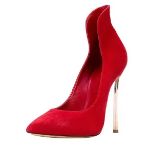 Sexy Red Suede Pointed Toe Pumps
