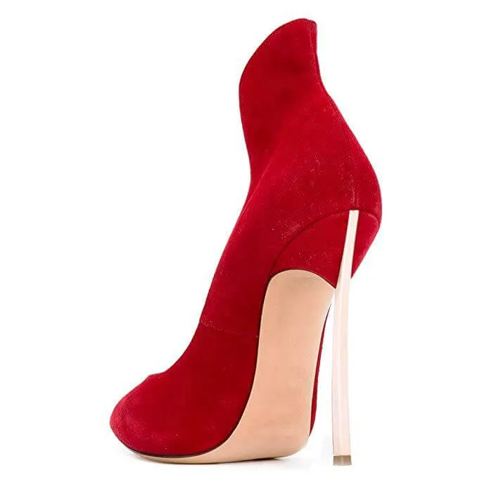 Sexy Red Suede Pointed Toe Pumps