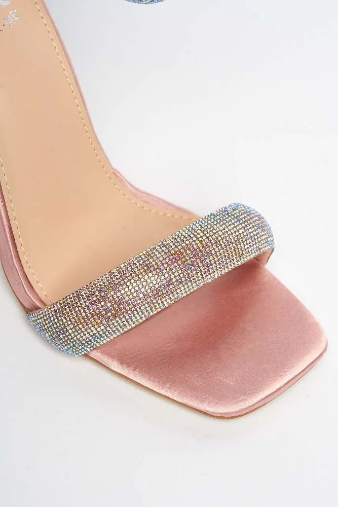 Shelly Diamante Embellished Heeled Sandals in Champagne