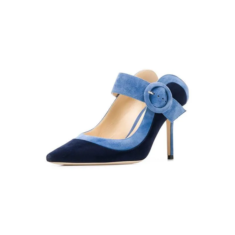 Simple Pointed Toe Stiletto Heel Mules Pumps