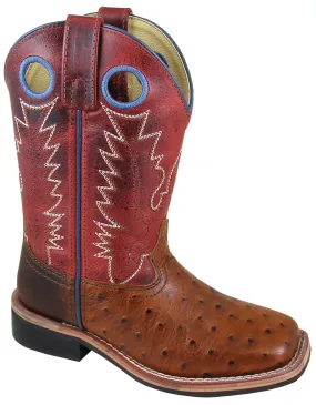 Smoky Mountain Youth Boys Cheyenne Cognac/Red Ostrich Print Cowboy Boots