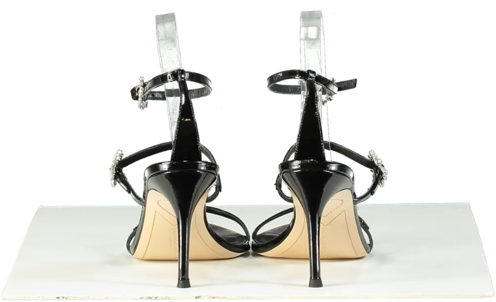 Sophia Webster Black Grace High-Heeled Sandals with Jewelled Straps UK 7