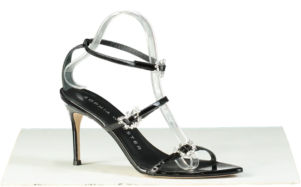 Sophia Webster Black Grace High-Heeled Sandals with Jewelled Straps UK 7