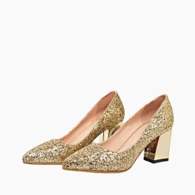 Square Heel, Pointed Toe Wedding Heels