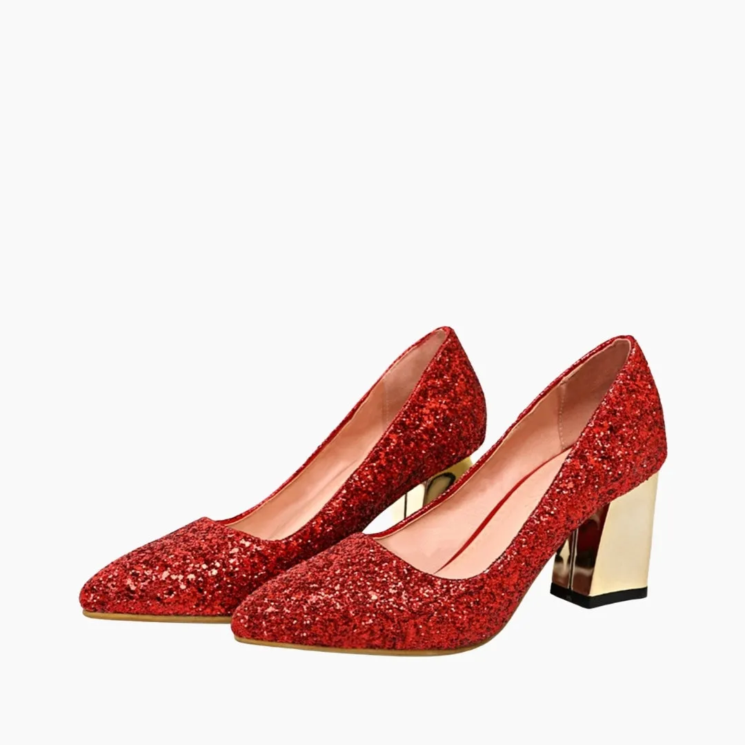 Square Heel, Pointed Toe Wedding Heels
