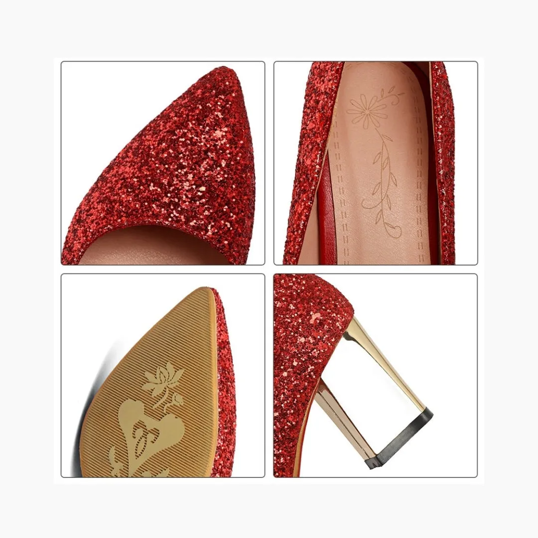 Square Heel, Pointed Toe Wedding Heels
