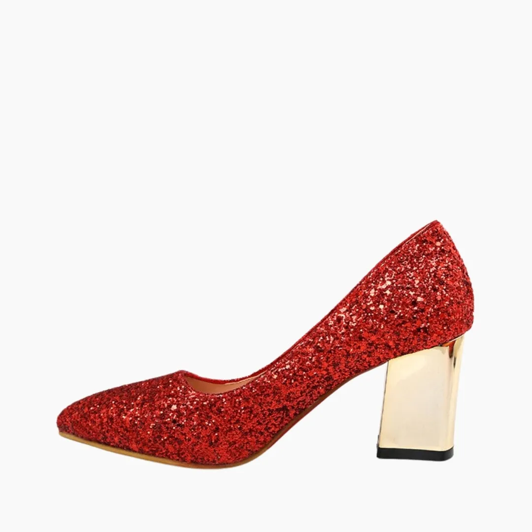 Square Heel, Pointed Toe Wedding Heels