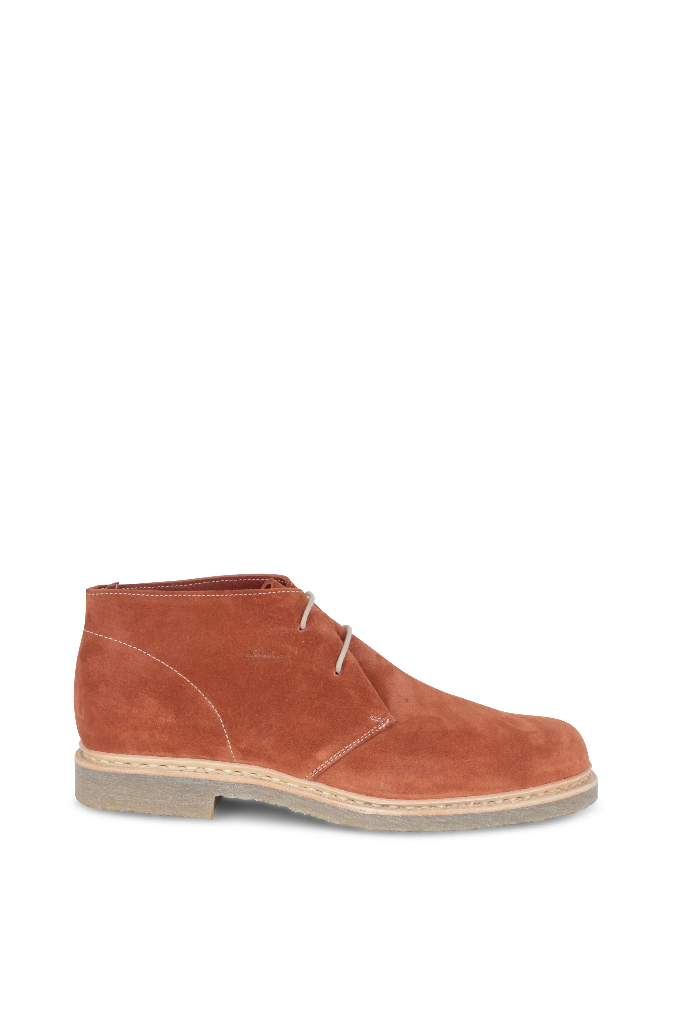Tod's Men's Rust Suede Lace Detailed Slip On Stacked Heel Dessert Chukka Boots