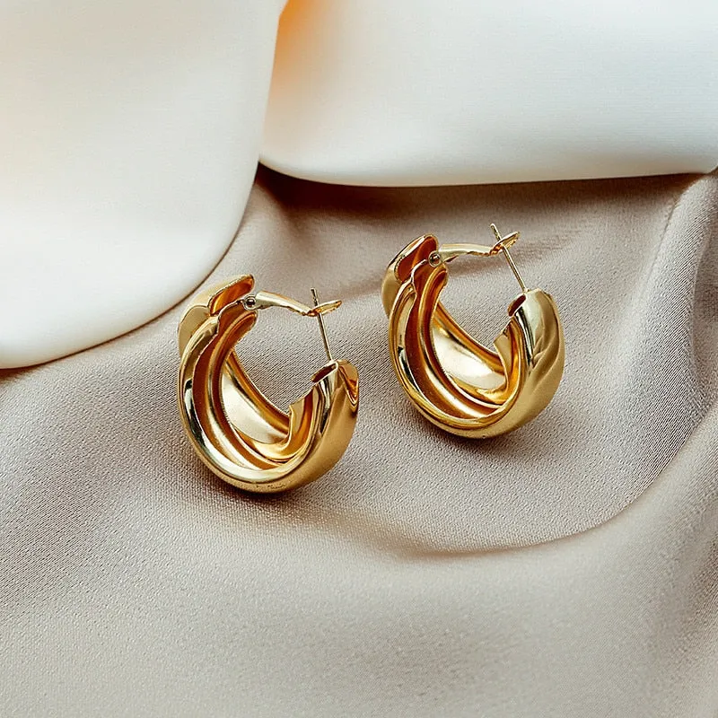 Trendy Simple Minimalist Double Circle Hoop Earrings