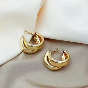 Trendy Simple Minimalist Double Circle Hoop Earrings