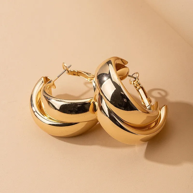 Trendy Simple Minimalist Double Circle Hoop Earrings