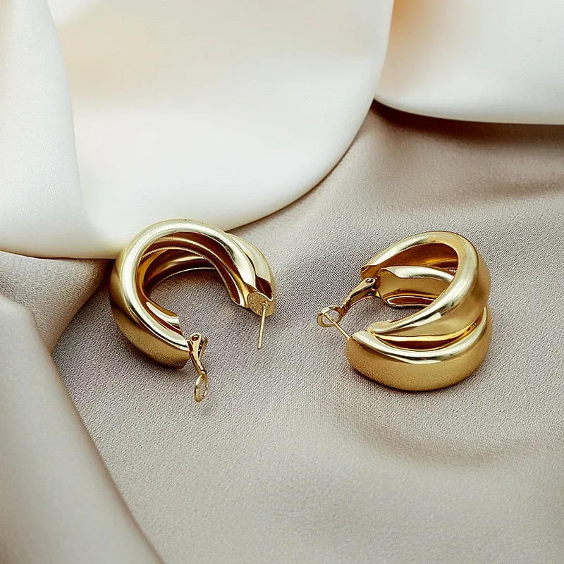 Trendy Simple Minimalist Double Circle Hoop Earrings
