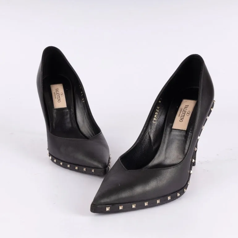 Valentino Black Leather Rockstud Soul Pumps