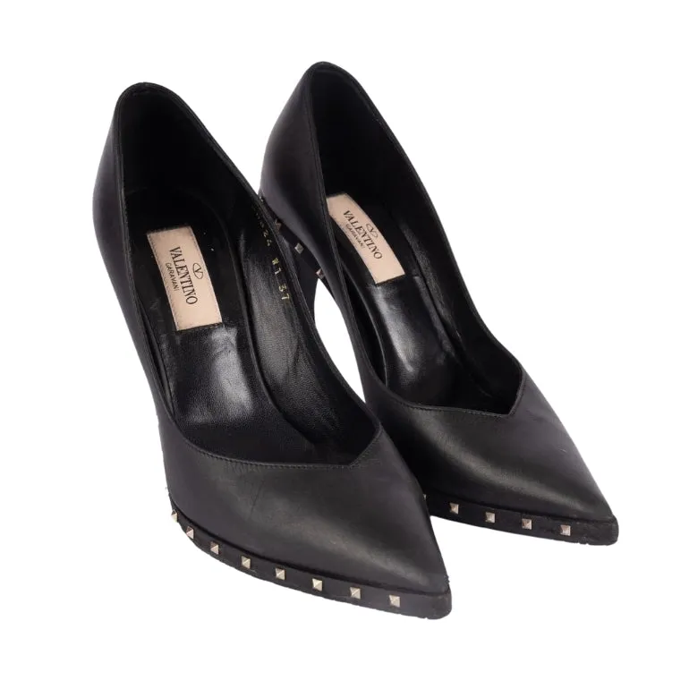 Valentino Black Leather Rockstud Soul Pumps