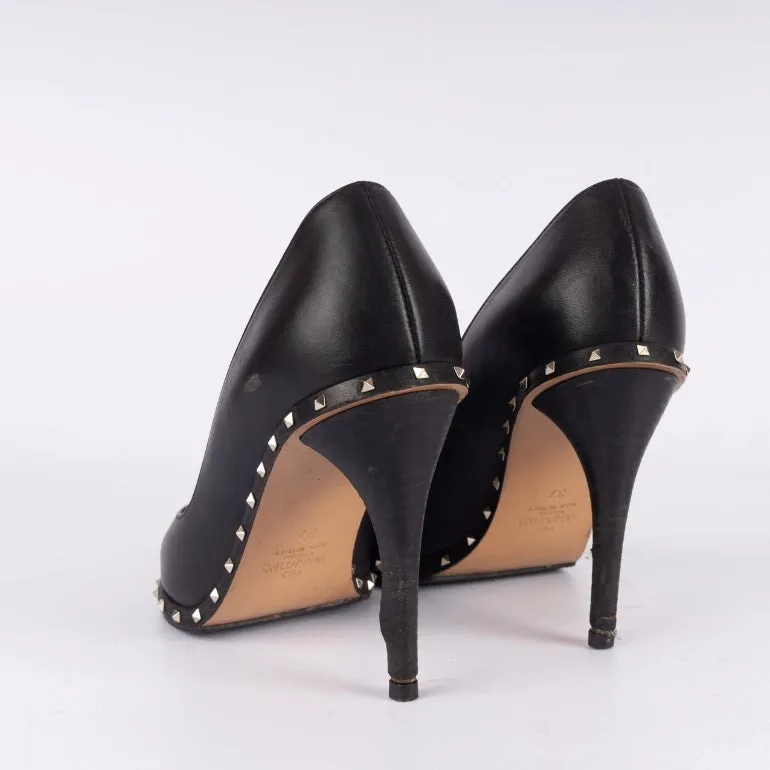 Valentino Black Leather Rockstud Soul Pumps