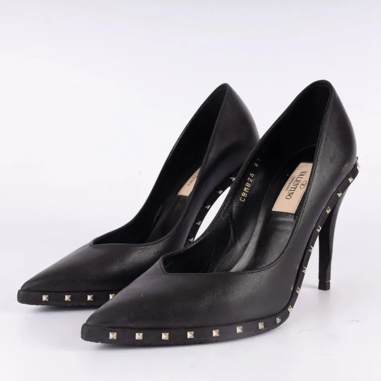Valentino Black Leather Rockstud Soul Pumps