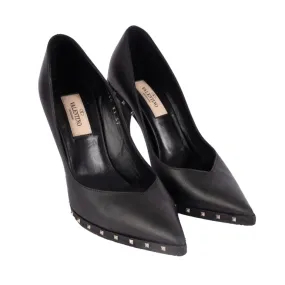 Valentino Black Leather Rockstud Soul Pumps