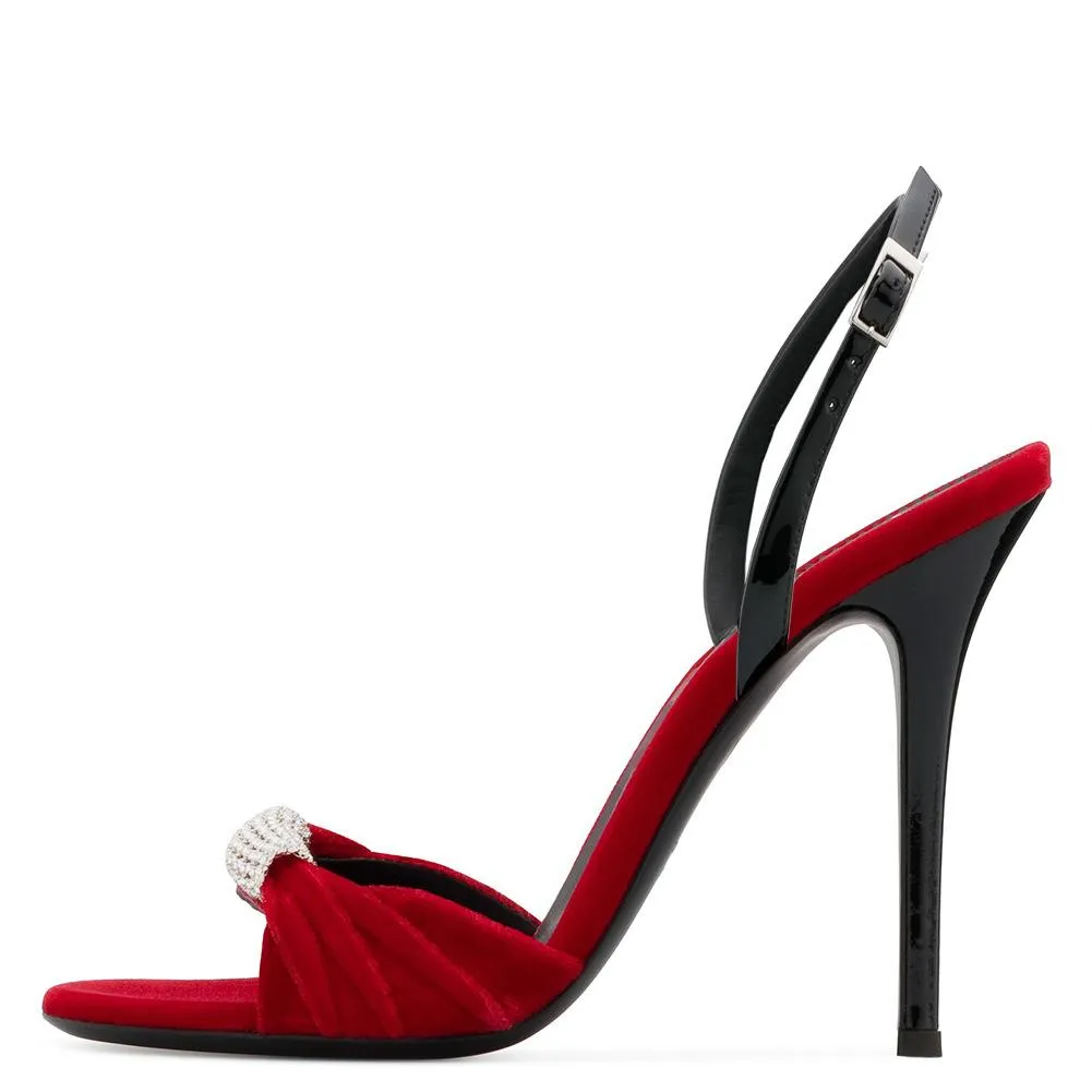 Velvet Rhinestone Super High Heel Sandals Dinner Shoes Fashion Women's Shoes