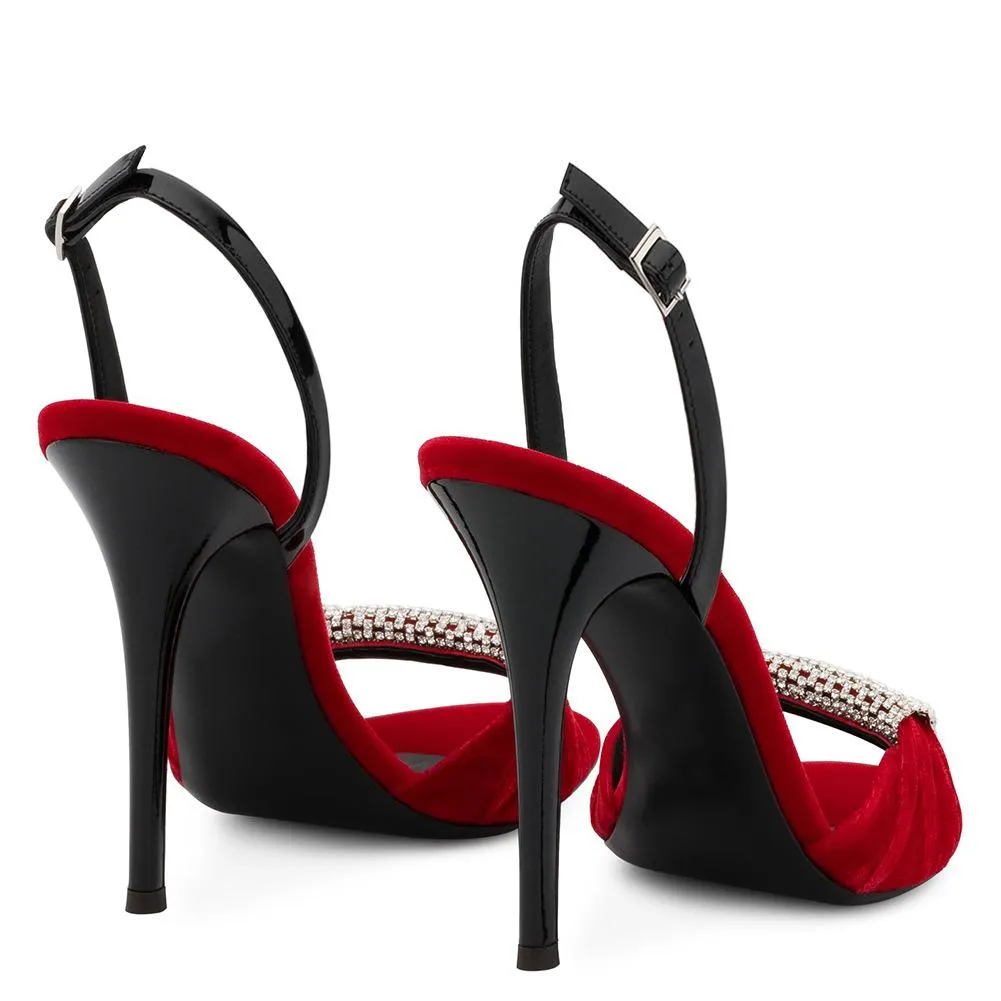 Velvet Rhinestone Super High Heel Sandals Dinner Shoes Fashion Women's Shoes
