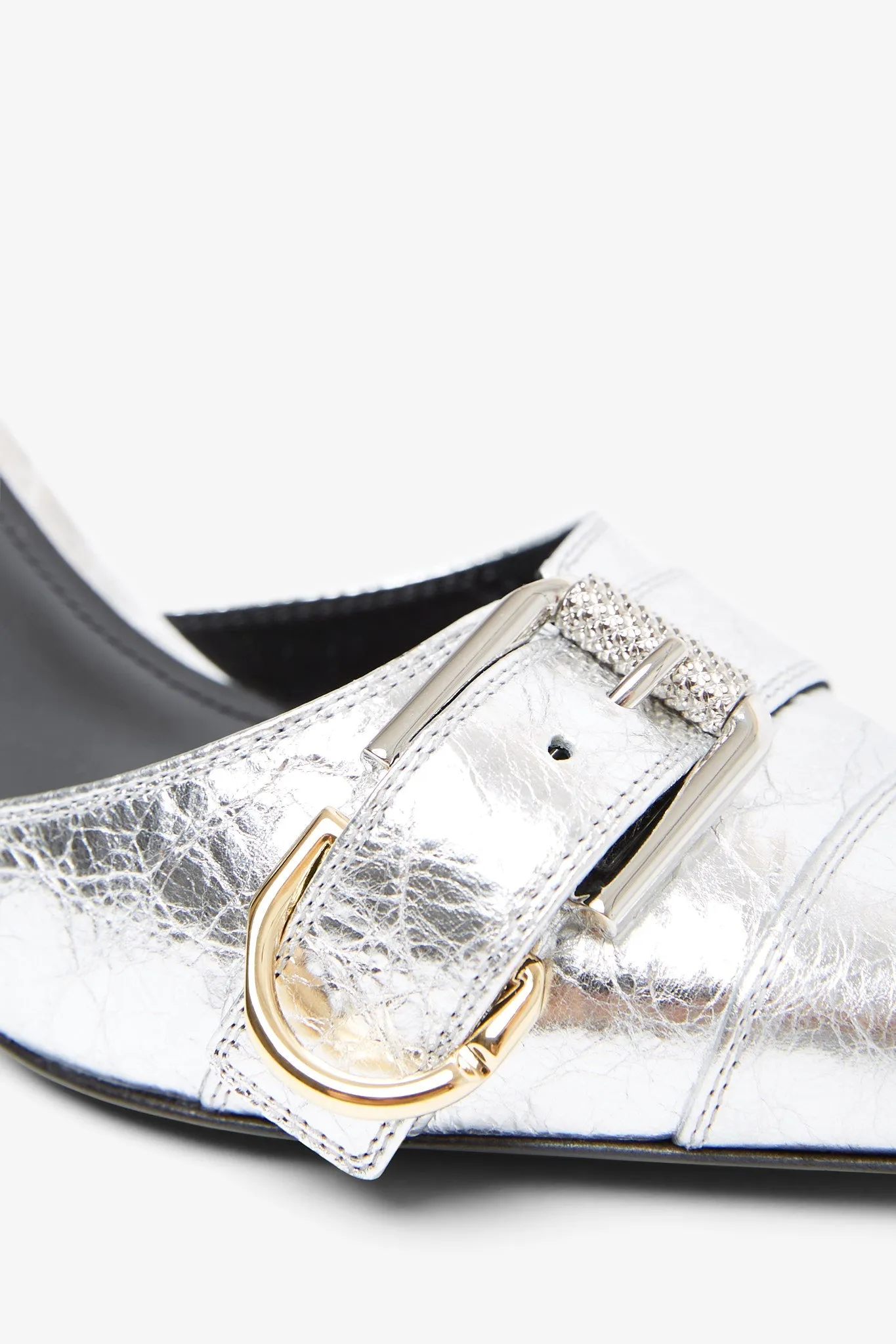 Voyou silver slingback pumps