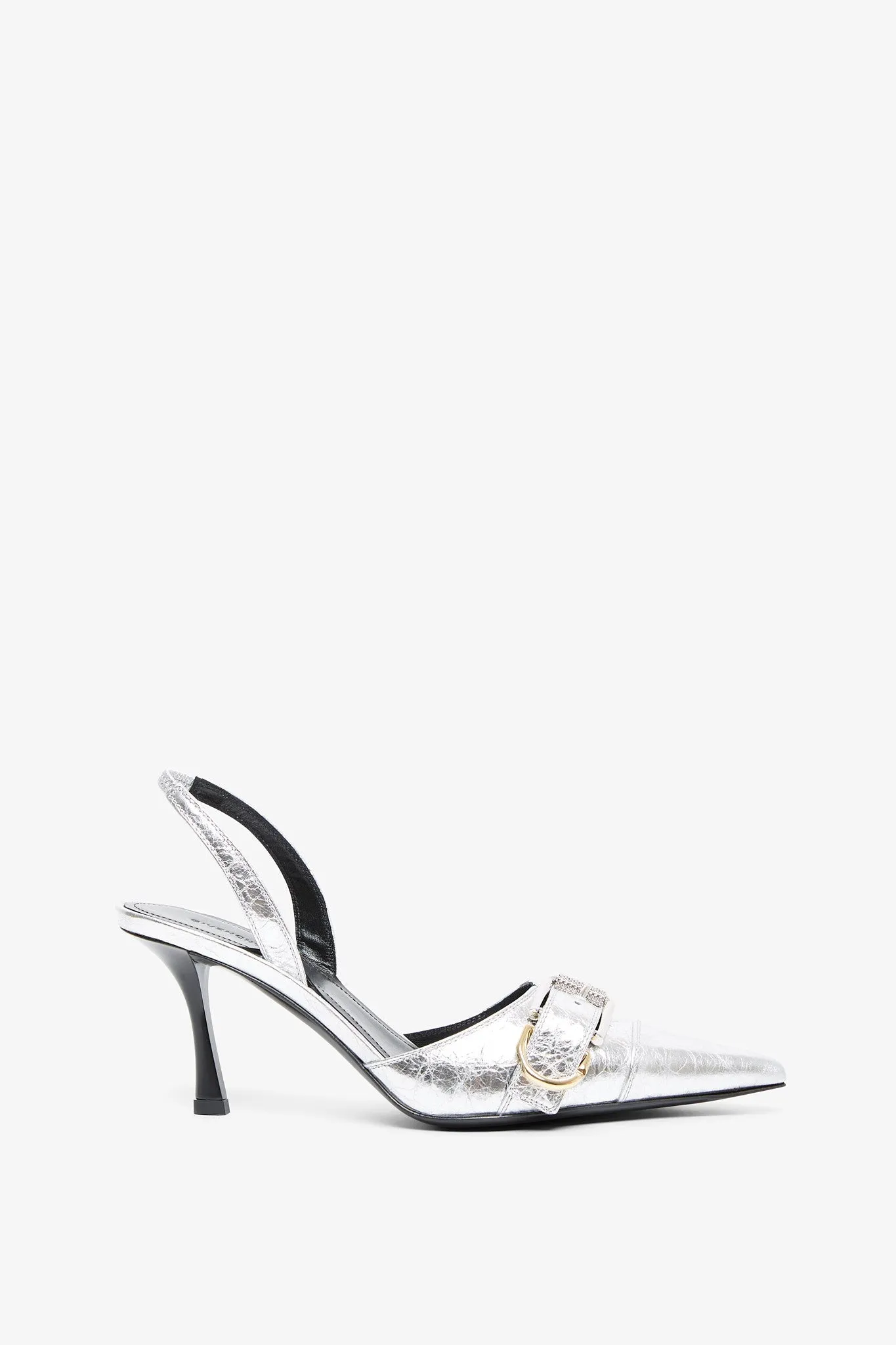 Voyou silver slingback pumps
