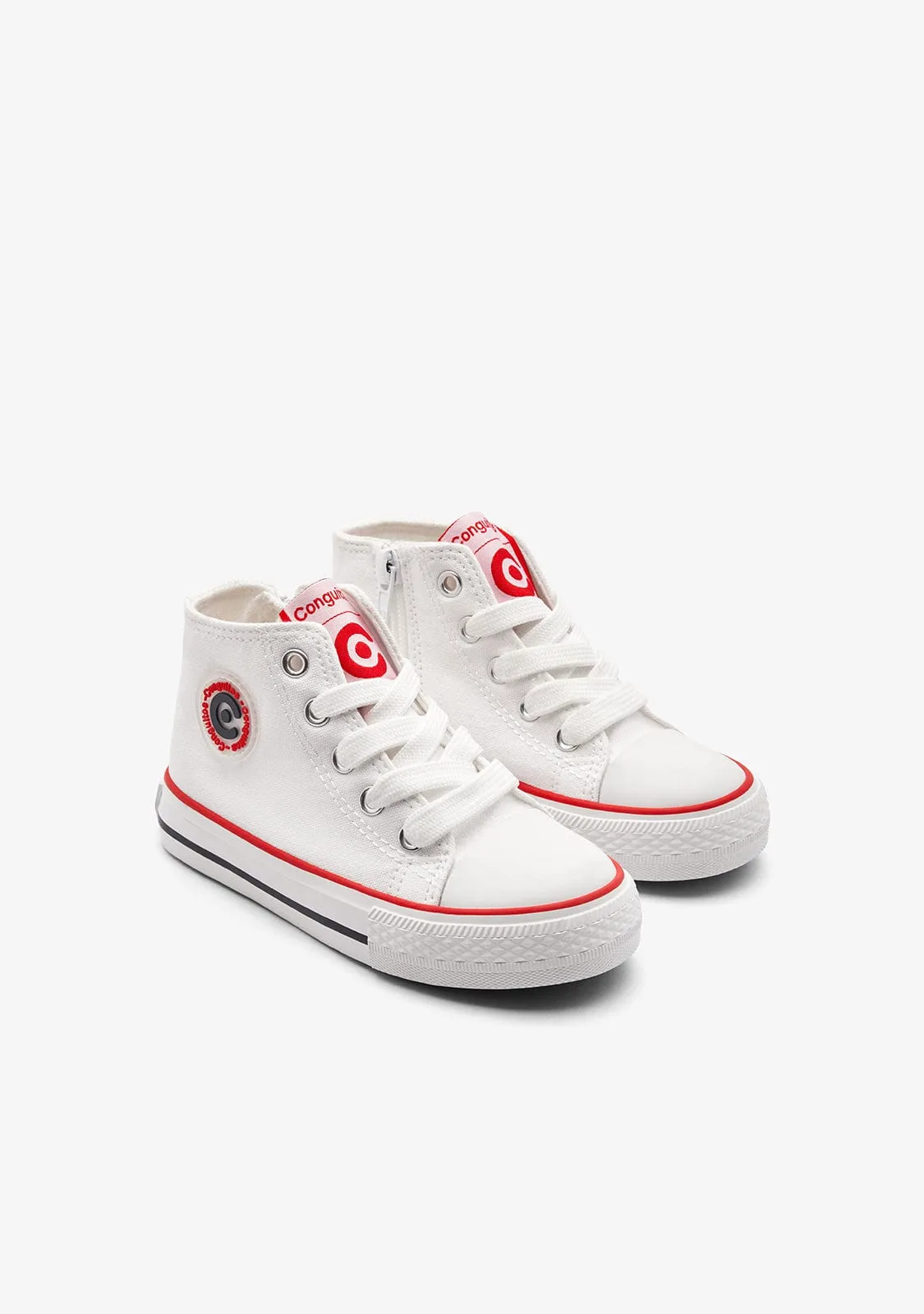 White Basic Logo High Sneakers