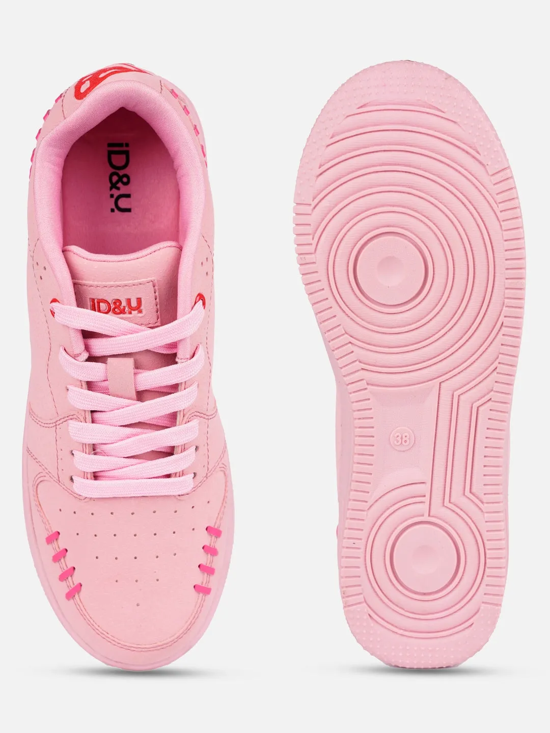 Women's Pink Platform Sneakers (IU1013)