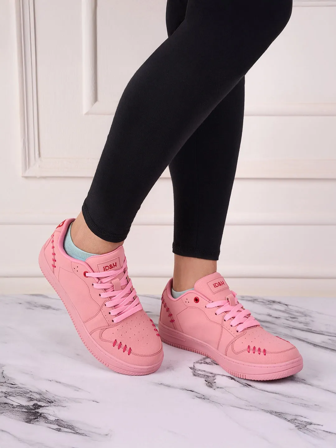 Women's Pink Platform Sneakers (IU1013)